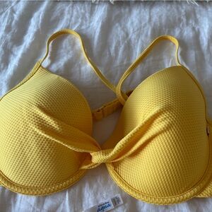 Aqua Yellow Textured Push-Up Bikini Top